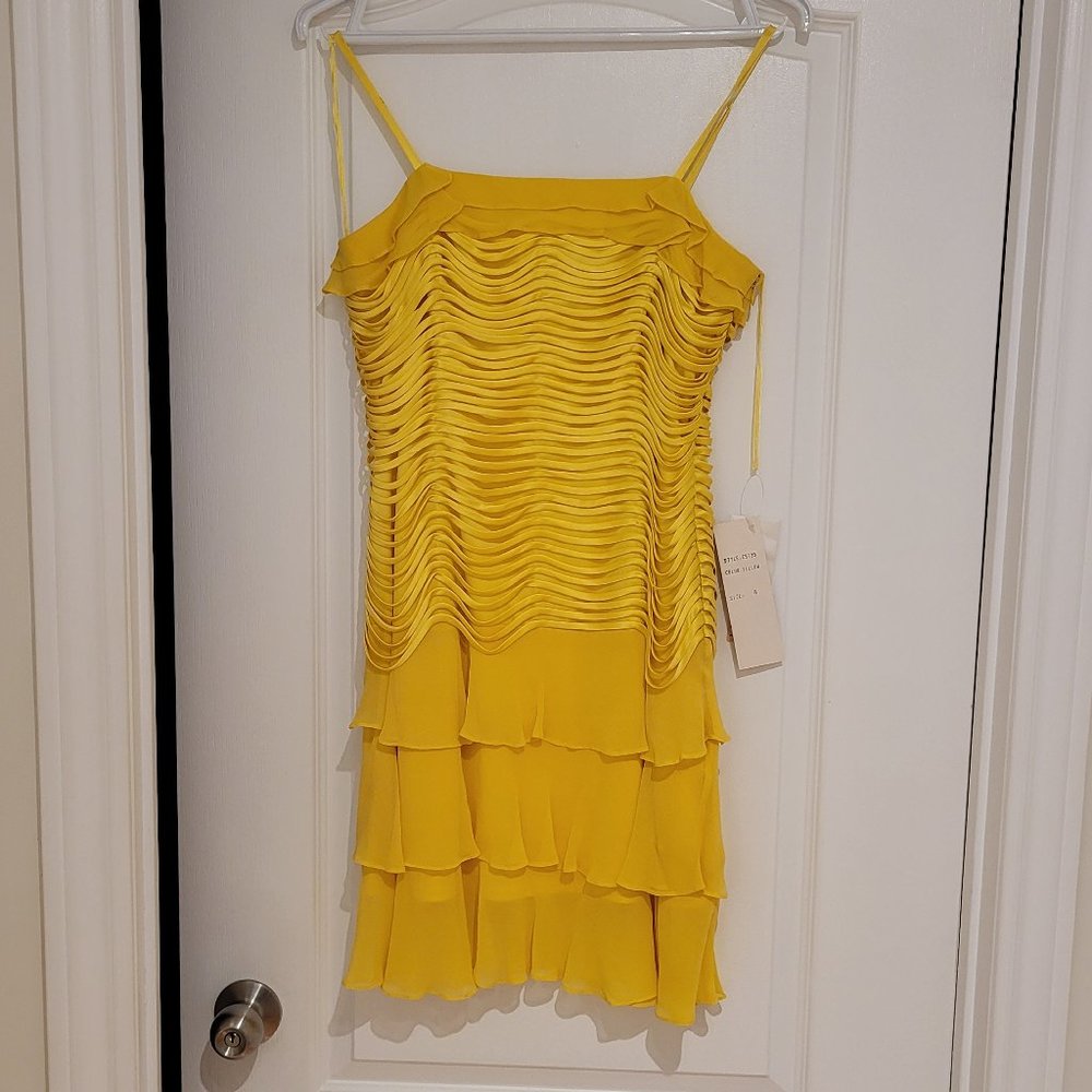SUE WONG YELLOW SILK PARTY DRESS